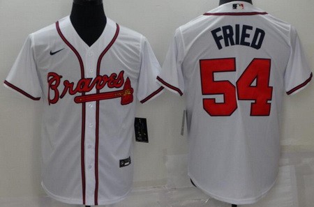 Men's Atlanta Braves #54 Max Fried White Cool Base Jersey