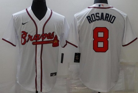 Men's Atlanta Braves #8 Eddie Rosario White Cool Base Jersey