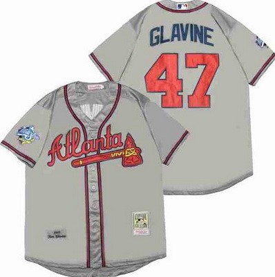 Men's Atlanta Braves #47 Tom Glavine Gray 1999 Throwback Jersey