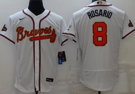 Men's Atlanta Braves #8 Eddie Rosario White 2022 Gold Program Authentic Jersey