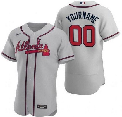 Men's Atlanta Braves Customized Gray Authentic Jersey