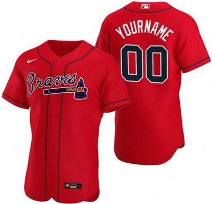 Men's Atlanta Braves Customized Red Authentic Jersey
