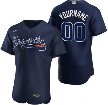 Men's Atlanta Braves Customized Navy Alternate Authentic Jersey
