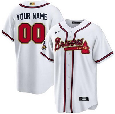 Men's Atlanta Braves Customized White 2022 Gold Program Cool Base Jersey