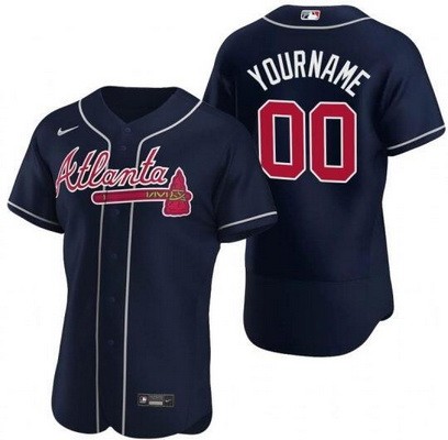 Men's Atlanta Braves Customized Navy Authentic Jersey