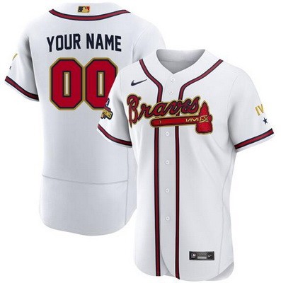 Men's Atlanta Braves Customized White 2022 Gold Program Authentic Jersey