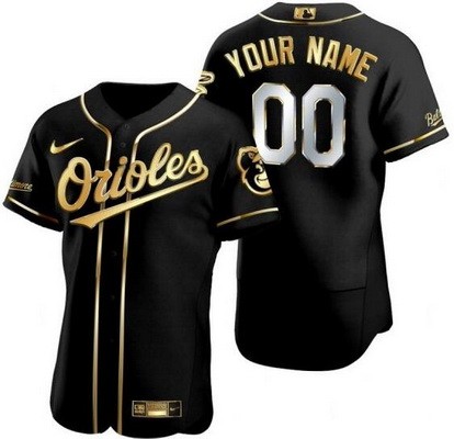 Men's Baltimore Orioles Customized Black Gold Authentic Jersey