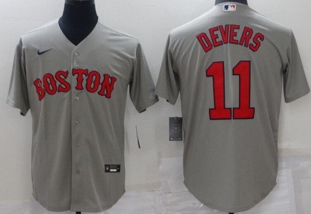 Men's Boston Red Sox #11 Rafael Devers Gray Cool Base Jersey