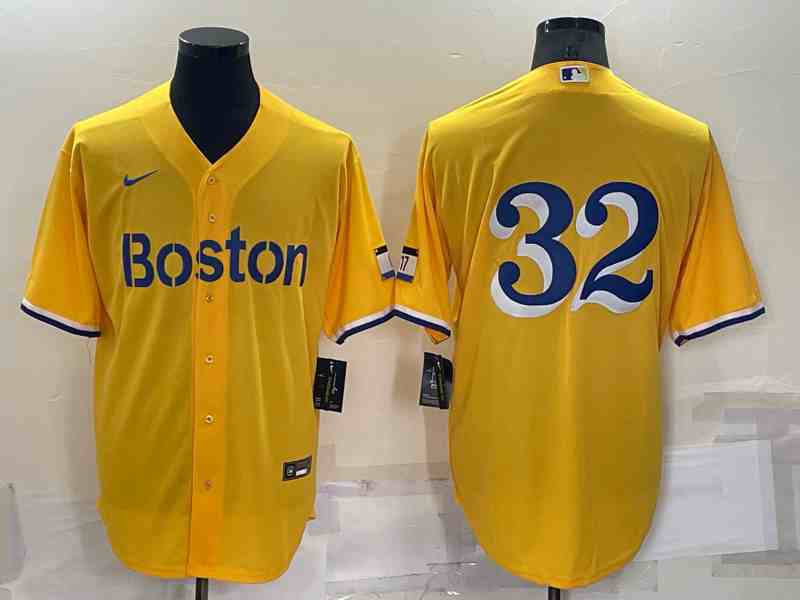 Men's Boston Red Sox #32 Yellow 2021 City Cool Base Jersey
