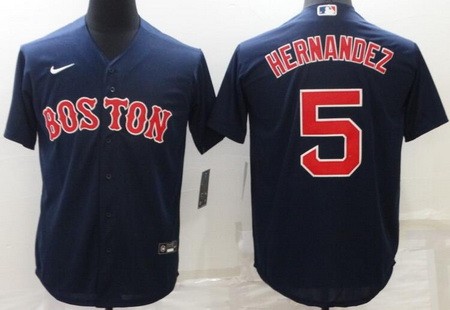 Men's Boston Red Sox #5 Enrique Hernandez Navy Cool Base Jersey