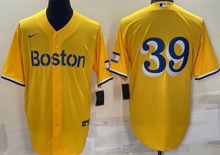 Men's Boston Red Sox #39 Christian Arroyo Yellow 2021 City Cool Base Jersey