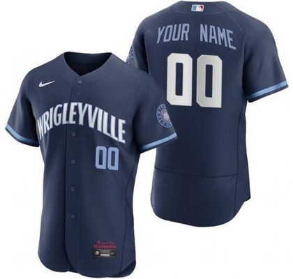 Men's Chicago Cubs Customized Navy 2022 City Connect Authentic Jersey