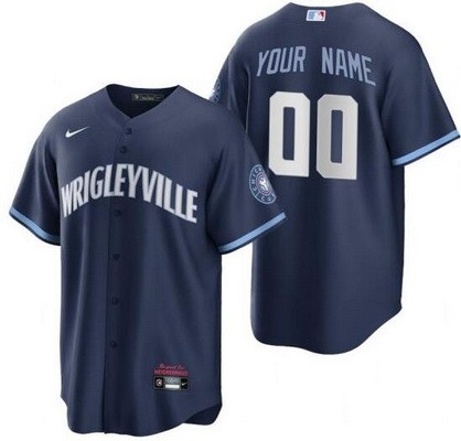 Men's Chicago Cubs Customized Navy 2022 City Connect Cool Base Jersey