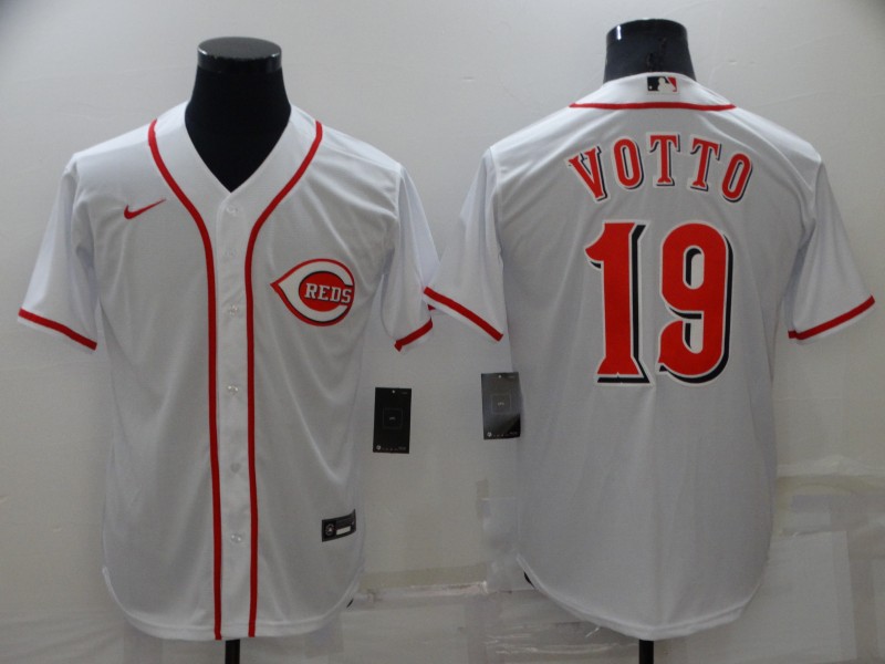 Men's Cincinnati Reds #19 Joey Votto White Authentic Jersey