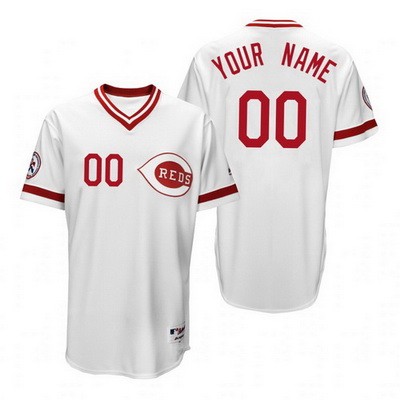Men's Cincinnati Reds Customized White 1976 Turn Back The Clock Jersey