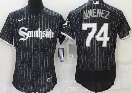 Men's Chicago White Sox #74 Eloy Jimenez Black 2021 City Authentic Jersey