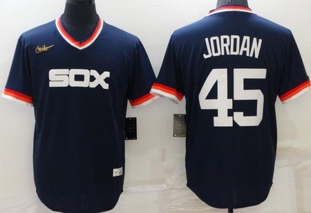 Men's Chicago White Sox #45 Michael Jordan Navy Cooperstown Collection Jersey