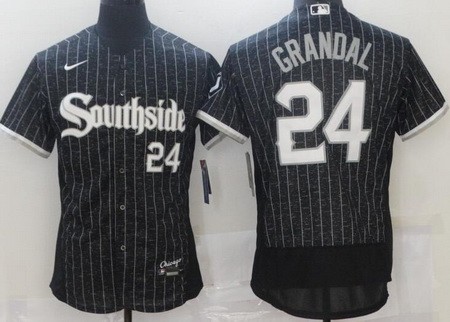 Men's Chicago White Sox #24 Yasmani Grandal Black 2021 City Authentic Jersey
