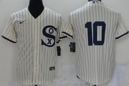 Men's Chicago White Sox #10 Yoan Moncada Cream 2021 Field of Dreams Cool Base Jersey
