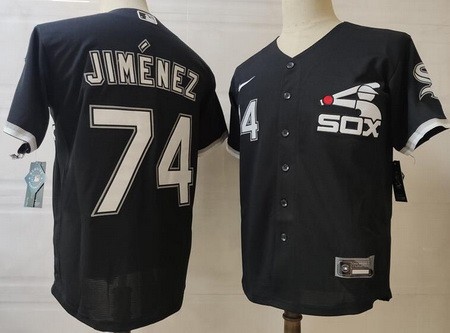 Men's Chicago White Sox #74 Eloy Jimenez Black Alternate Cool Base Jersey