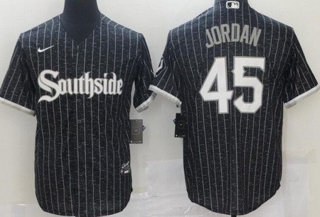 Men's Chicago White Sox #45 Michael Jordan Black 2021 City Cool Base Jersey