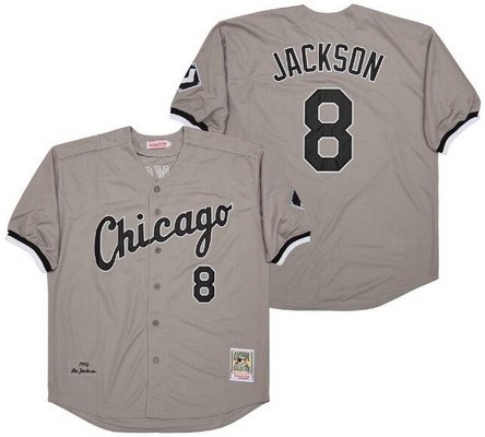 Men's Chicago White Sox #8 Bo Jackson Gray 1993 Throwback Jersey