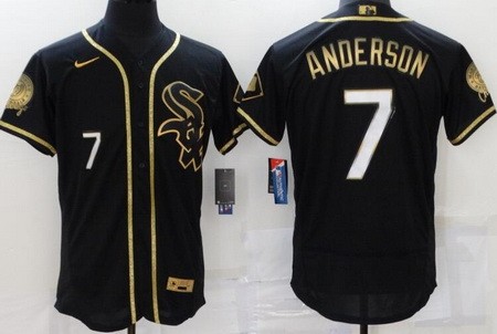 Men's Chicago White Sox #7 Tim Anderson Black Gold Authentic Jersey