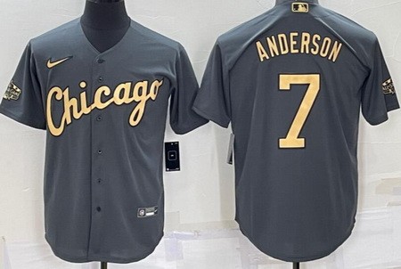 Men's Chicago White Sox #7 Tim Anderson Gray 2022 All Star Cool Base Jersey