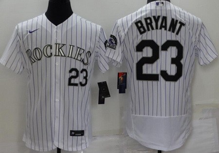 Men's Colorado Rockies #23 Kris Bryant White Authentic Jersey