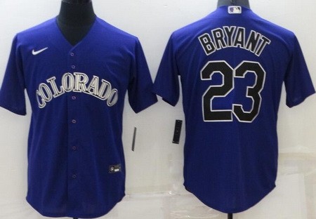 Men's Colorado Rockies #23 Kris Bryant Purple Cool Base Jersey