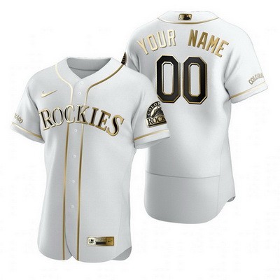 Men's Women Youth Colorado Rockies Customized White Gold 2020 FlexBase Jersey