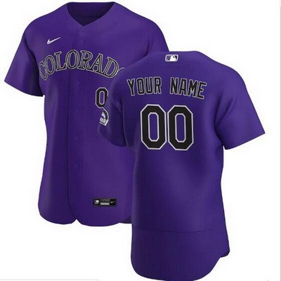 Men's Women Youth Colorado Rockies Customized Purple Alternate 2020 FlexBase Jersey