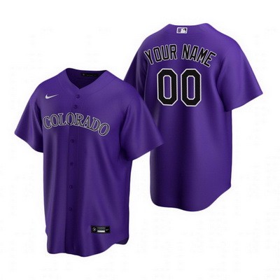 Men's Women Youth Colorado Rockies Customized Purple Alternate 2020 Cool Base Jersey