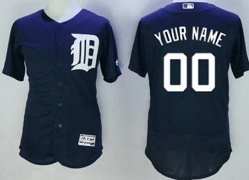 Men's Women Youth Detroit Tigers Customized Navy Blue FlexBase Jersey