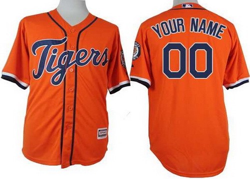 Men's Women Youth Detroit Tigers Customized Orange Cool Base Jersey