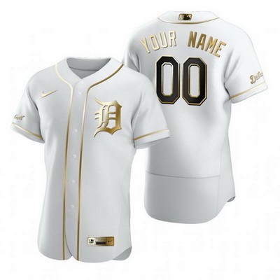 Men's Women Youth Detroit Tigers Customized White Gold 2020 FlexBase Jersey