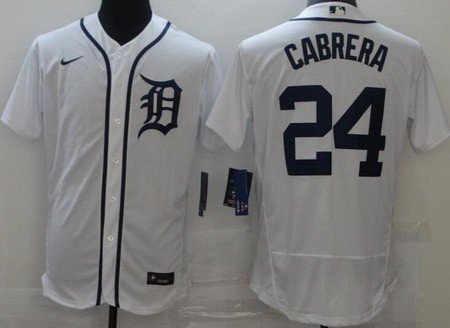 Men's Detroit Tigers #24 Miguel Cabrera White FlexBase Jersey