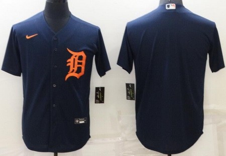 Men's Detroit Tigers Blank Navy Alternate Cool Base Jersey