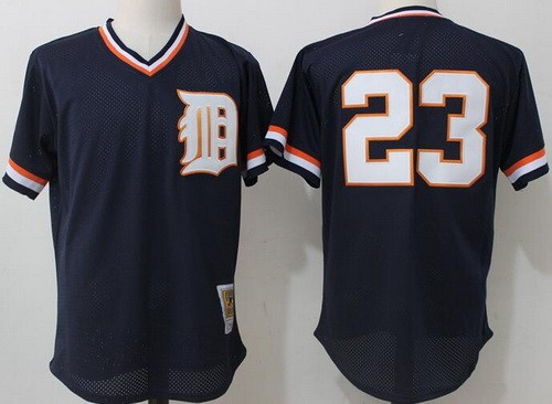 Men's Detroit Tigers #23 Kirk Gibson Navy Throwback Mesh Jersey