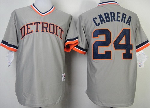 Men's Detroit Tigers #24 Miguel Cabrera Gray 1984 Turn Back The Clock Jersey