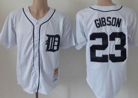 Men's Detroit Tigers #23 Kirk Gibson White 1984 Throwback Jersey