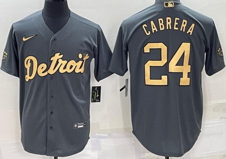 Men's Detroit Tigers #24 Miguel Cabrera Gray 2022 All Star Cool Base Jersey