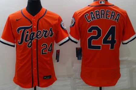 Men's Detroit Tigers #24 Miguel Cabrera Orange Authentic Jersey