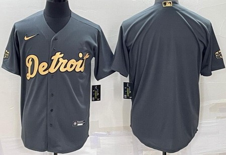Men's Detroit Tigers Blank Gray 2022 All Star Cool Base Jersey
