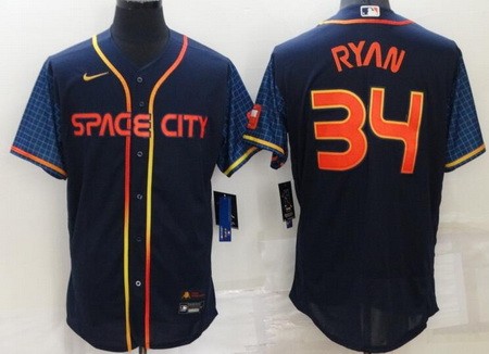 Men's Houston Astros #34 Nolan Ryan Navy 2022 City Connect Authentic Jersey
