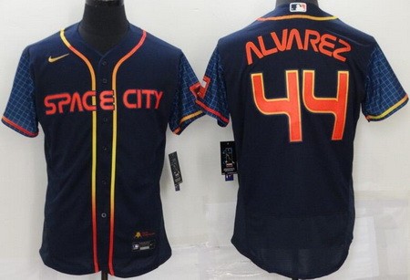 Men's Houston Astros #44 Yordan Alvarez Navy City Authentic Jersey