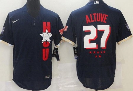 Men's Houston Astros #27 Jose Altuve Navy 2021 All Star Authentic Jersey