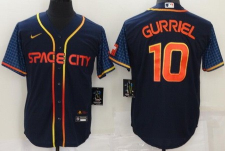 Men's Houston Astros #10 Yuli Gurriel Navy City Cool Base Jersey