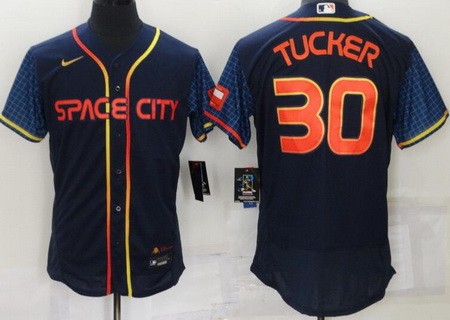 Men's Houston Astros #30 Kyle Tucker Navy 2022 City Connect Authentic Jersey