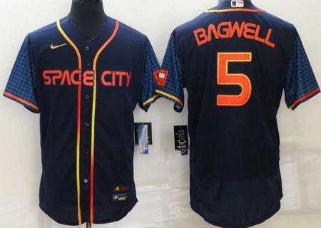 Men's Houston Astros #5 Jeff Bagwell Navy 2022 City Connect Authentic Jersey